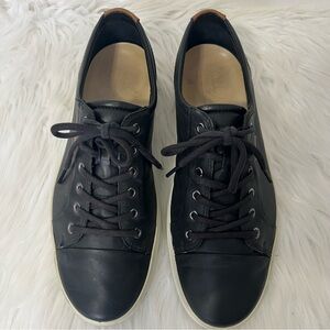 Ecco Men's Soft 7 Black Leather Lace Up Casual Contemporary Comfort Sneakers 10